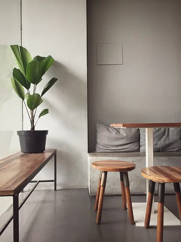 living room area with gray walls